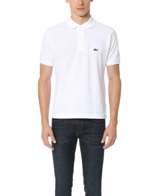 Lacoste White Classic Pique Slim Fit Short Sleeve Polo Shirt for men