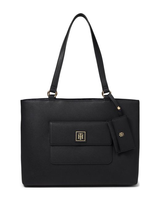 Tommy Hilfiger Black Lucille Ii Tote W/hangoff