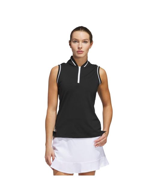 adidas Women's Black Ultimate365 Quarter-zip Sleeveless Polo Shirt