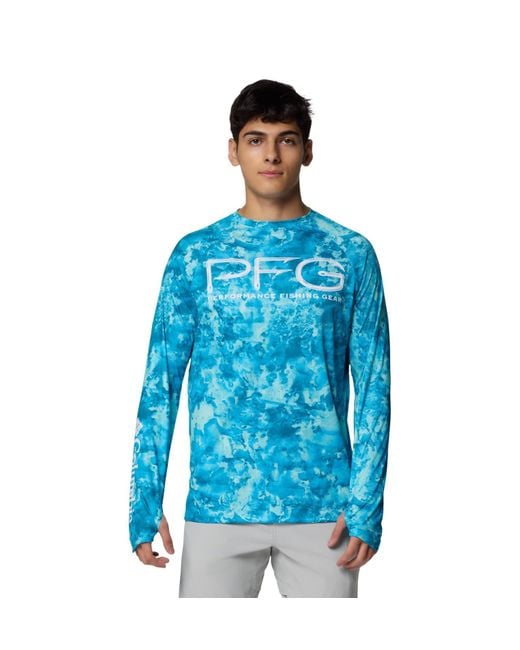 Columbia Blue Pfg Super Terminal Tackle Vent Long Sleeve for men
