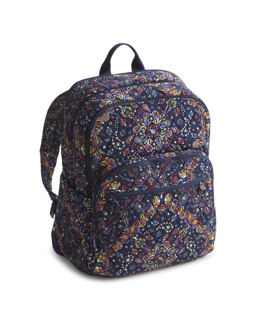 Vera Bradley Blue Premium Cotton Large Bancroft Backpack