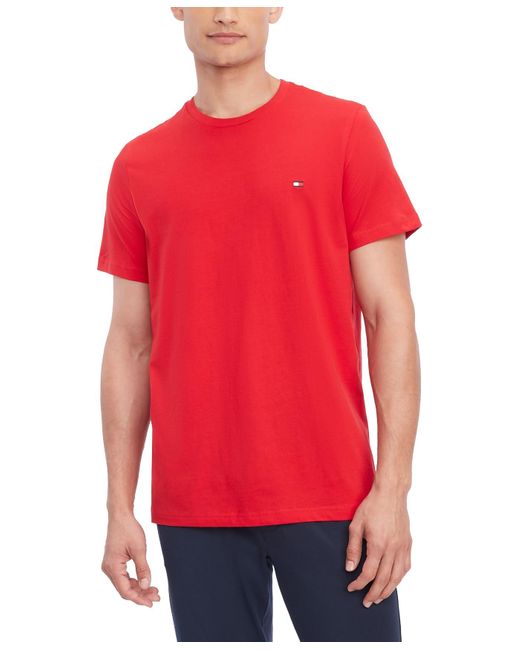 Crew in Mens Neck Flag for Lyst Top Tommy Red | Hilfiger Men Pajama Tee