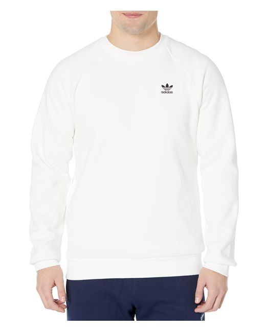 Adidas Originals White Trefoil Essentials Crew Neck for men