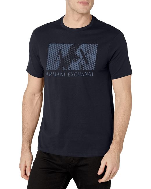 Emporio Armani Blue A | X Armani Exchange Graphic Camo Box Logo Tee for men