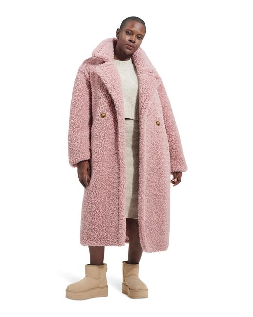 Ugg Pink Gertrude Long Teddy Coat