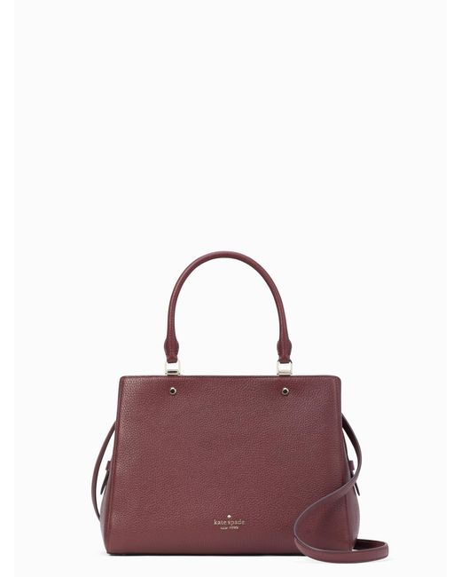 Kate Spade Purple Leila Pebbled Leather Medium Triple Compartment Satchel