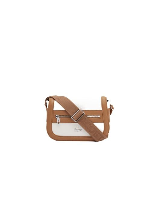 Lacoste Brown Flap Crossover Bag