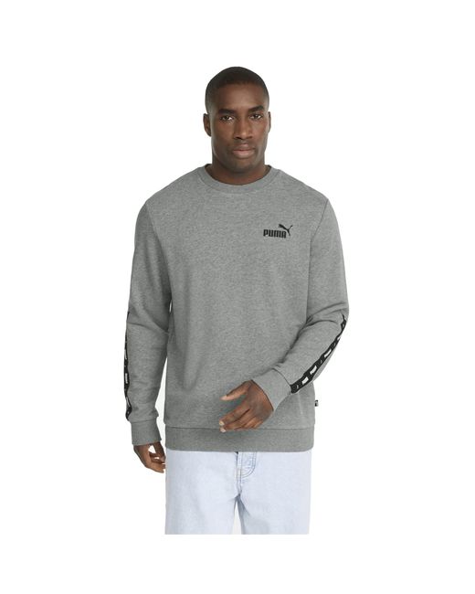 PUMA Essentials+ Tape Crew Sweatshirt in Gray for Men | Lyst