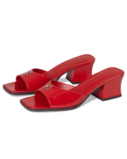 COACH Sculpted C Leather Block Heel Sandals Sandals in Red