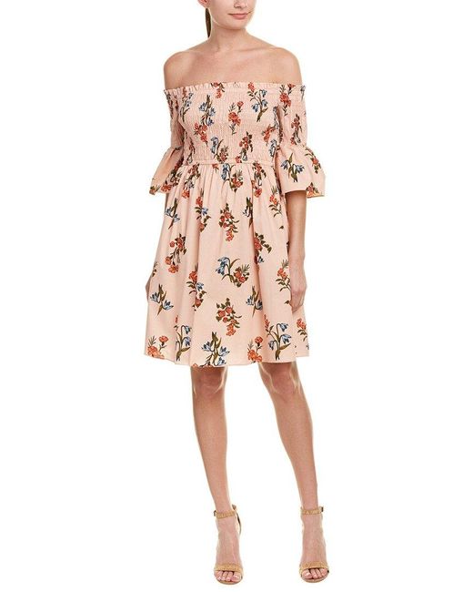 Donna Morgan Pink Off The Shoulder Floral Printed Dress