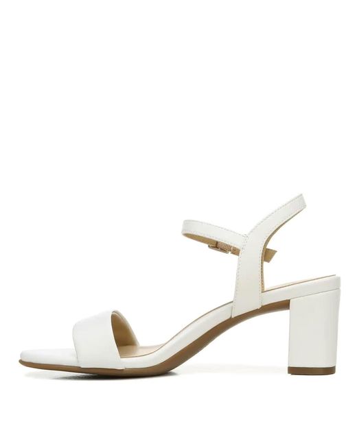 Naturalizer Natural S Bristol Ankle Strap Chunky Block Heel Dress Sandal,white Smooth,12m