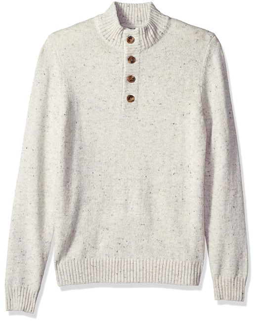 IZOD Mens Fairisle Buttoned Mock Neck 7 Gauge Sweater