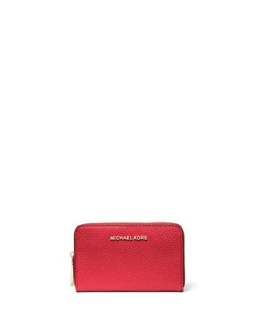 Michael Kors Red Jet Set Small Zip Around Card Case