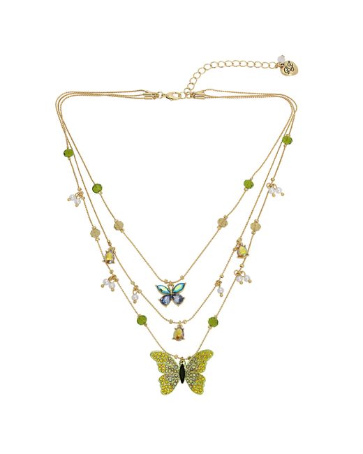 Betsey Johnson Metallic S Butterfly Layered Necklace