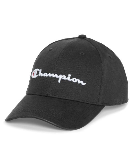 Champion Hat, Classic Cotton Twill, Baseball, Adjustable Leather Strap Cap For , Black 3d C Logo, One Size for men