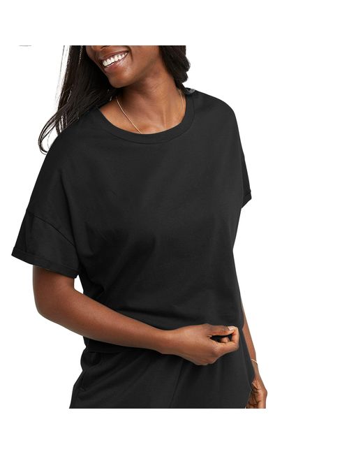 Hanes Black Originals Boxy T-shirt With Rolled Sleeves
