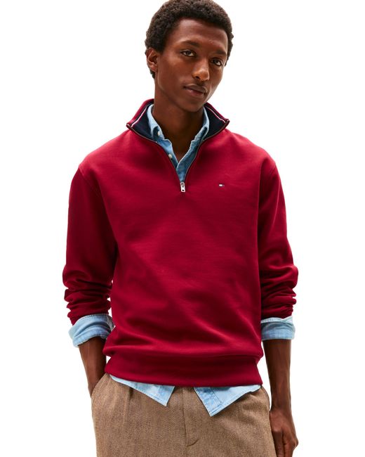 Tommy Hilfiger Red S 1/4 Zip Up Sweatshirt for men