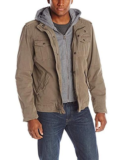 Levi's Washed Cotton Hooded Military Jacket (regular And Big And Tall ...