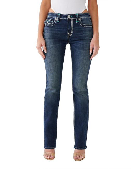 True Religion Blue Brand Jeans Billie Straight Fit Super T Flap Jean