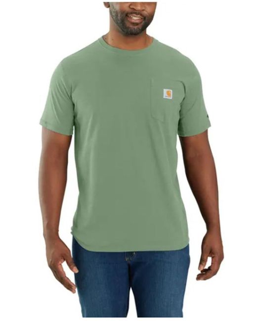 Carhartt Green Big & Tall Force Relaxed Fit Midweight Short-sleeve Pocket T-shirt for men