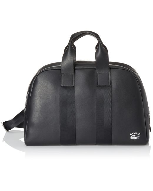 Lacoste Leather Weekend Duffle Bag in Black | Lyst