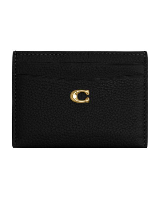 COACH Black Polished Pebble Leather Essential Card Case