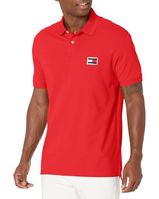 Tommy Hilfiger Red Mens Pride Short Sleeve In Regular Fit Polo Shirt for men