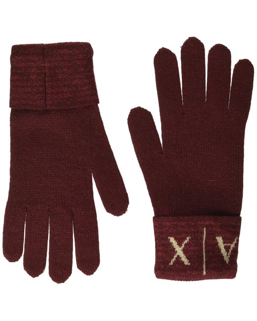 Emporio Armani Purple Armani Exchange Knit Ax Logo Gloves,vineyard Wine for men
