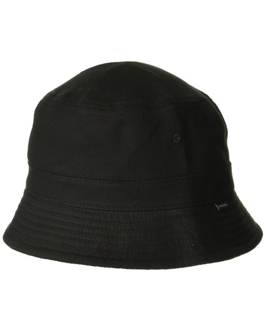 Lacoste Black Solid Little Croc Pique Bucket Hat for men
