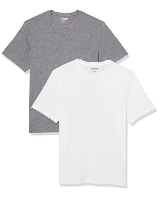 T-shirt en Coton à Col Rond à ches Courtes Amazon Essentials pour homme en coloris White