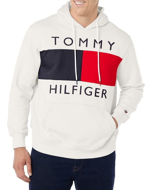 Tommy Hilfiger Big & Tall Hoodie Sweatshirt in White for Men | Lyst