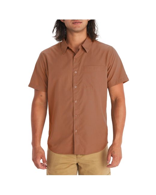 Marmot Brown Aerobora Short Sleeve Button Down Shirt for men