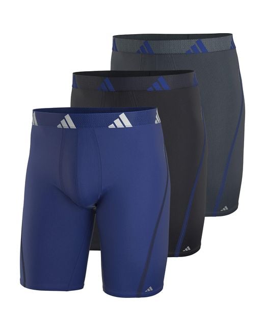 Adidas Blue Performance Mesh Long Boxer Brief Underwear for men