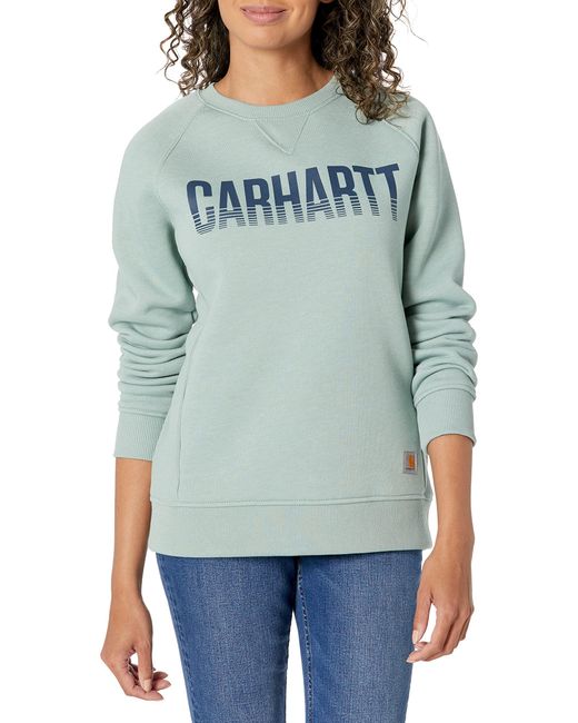 Carhartt Blue Womens Midweight Relaxed Fit Graphic Crew Neck Sweatshirt Sweater