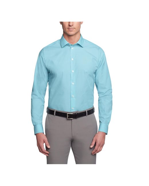 Kenneth Cole Blue Unlisted Dress Shirt Regular Fit Solid for men