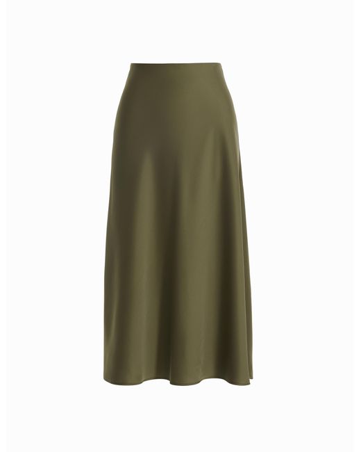 Anne Klein Green Satin Bias Pull-on Midi Skirt