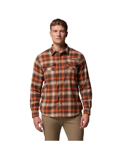 Columbia Brown S Roughtail Stretch Flannel Long Sleeve for men