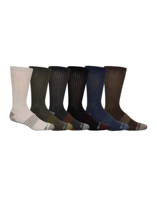 Columbia Black Pique Weave Crew Socks With Arch Support 6 Pairs for men