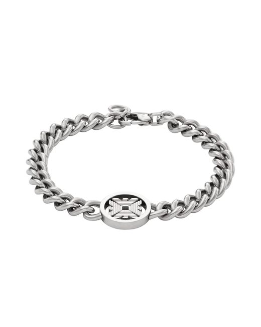 Emporio Armani Metallic Silver Stainless Steel Chain Bracelet for men