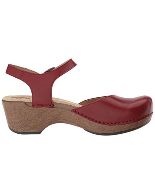 Dansko Leather Sam Ankle-strap Clog in Red - Save 13% - Lyst