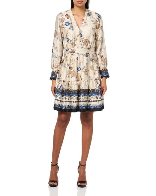 Anne Klein Natural Soft V Neck Tiered Short Dress
