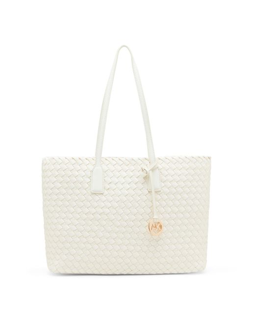 Anne Klein White Woven Tote With Pouch