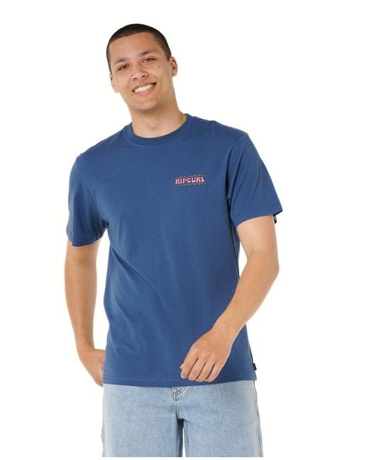 Rip Curl Blue Relaxed Fit Logo Crew T-shirt for men