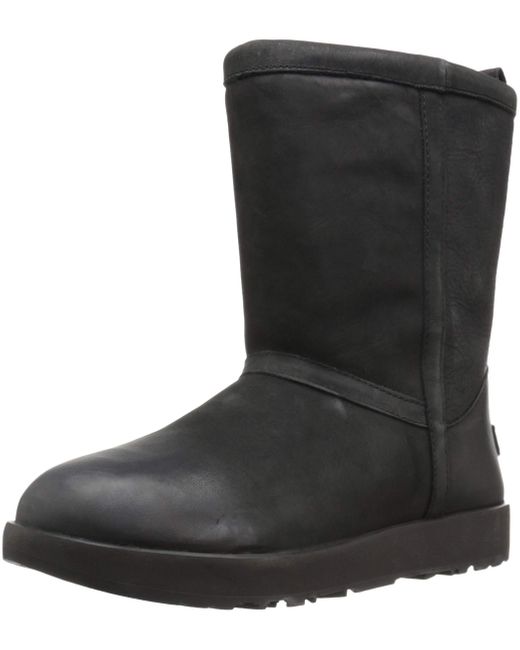 UGG Women's Classic Short Waterproof Leather Boot in Black - Save 62% - Lyst