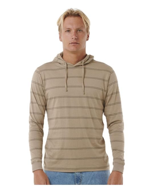 Rip Curl Multicolor Striped Hooded Tee Shirt for men