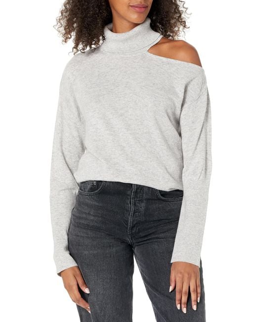 Guess Gray Long Sleeve Eve Cutout Shoulder Sweater