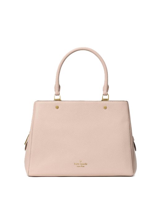 Kate Spade Natural Leila Pebbled Leather Medium Triple Compartment Satchel