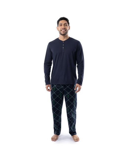 Izod Long Sleeve Jersey Top And Fleece Pants Sleep Pajama Set in Blue for Men Lyst