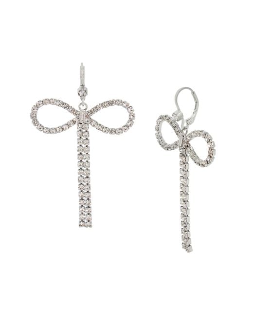 Betsey Johnson Metallic S Rhinestone Bow Drop Earrings