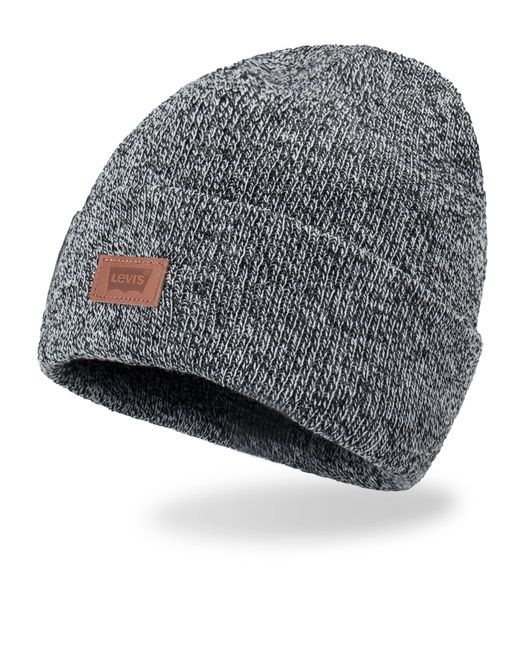 Levi's Gray 's Classic Warm Winter Knit Beanie Hat Cap Fleece Lined For And